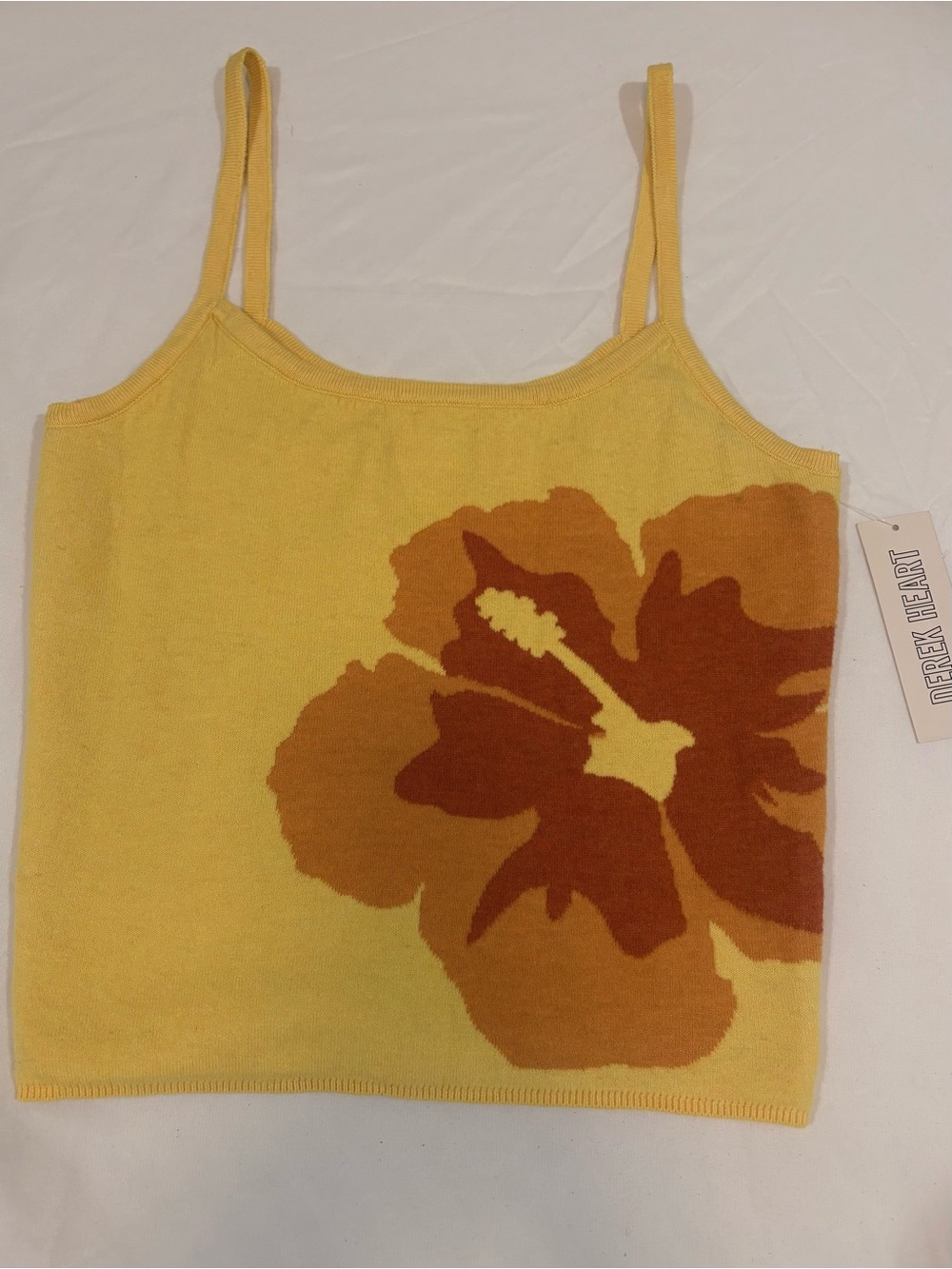 Derek Heart Yellow Floral Knit Cami Tank Size M - New